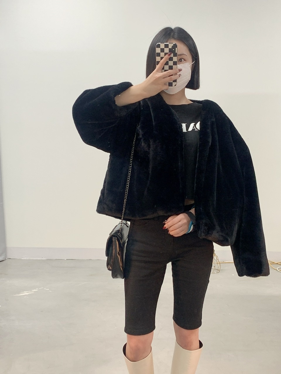 털빠짐 없는 페이크퍼 에코퍼 블랙 캐쥬얼 간지 자켓